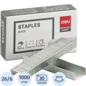 Скобы для степлера №26/6 Deli E0012S оцинкованные, 1000 шт./уп Скобы для степлера №26/6 Deli E0012S оцинкованные, 1000 шт./уп