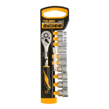 Набор головок торцевых с трещоткой 3/8, 8-19 мм, 12 предметов TOLSEN