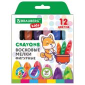 Восковые мелки фигурные BRAUBERG KIDS "Батоны", 12 цветов, 273093