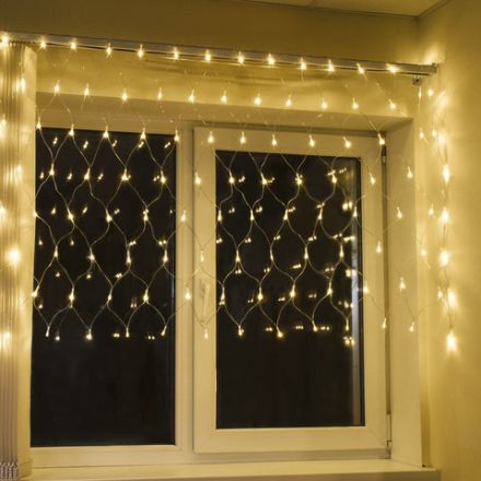 Электрогирлянда-сеть комнатная 1,5х1 м, 120 LED, теплый белый, 220 V, контроллер, ЗОЛОТАЯ СКАЗКА, 591104