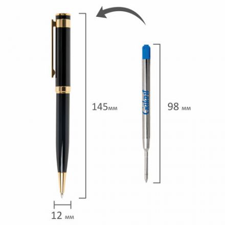 Ручка подарочная шариковая GALANT "Bernini", корпус черный, детали золото, узел 0,7 мм, линия письма 0,5 мм, синяя, 144177