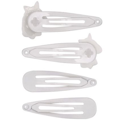 Заколки для волос НАБОР 4 шт., 5 см, клик-клак, с декоративными элементами, АССОРТИ, MONTE VITA (МОНТЕ ВИТА), 457090