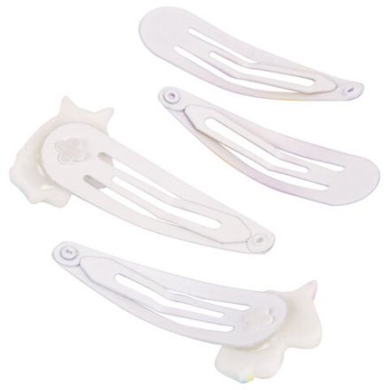 Заколки для волос НАБОР 4 шт., 5 см, клик-клак, с декоративными элементами, АССОРТИ, MONTE VITA (МОНТЕ ВИТА), 457090