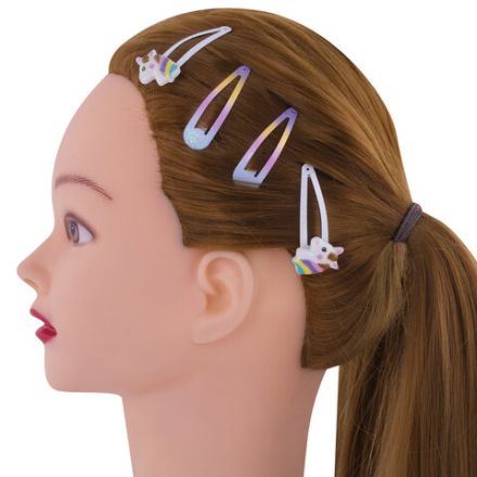 Заколки для волос НАБОР 4 шт., 5 см, клик-клак, с декоративными элементами, АССОРТИ, MONTE VITA (МОНТЕ ВИТА), 457090