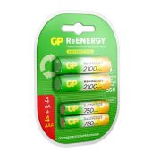 Батарейки аккумуляторные GP ReEnergy Ni-Mh НАБОР 8 шт. (ПРОМО 4+4), AA+ААА (HR6+HR03), 2000 mAh + 750 mAh, 210AAHC/75AAAHC Батарейки аккумуляторные GP ReEnergy Ni-Mh НАБОР 8 шт. (ПРОМО 4+4), AA+ААА (HR6+HR03), 2000 mAh + 750 mAh, 210AAHC/75AAAHC