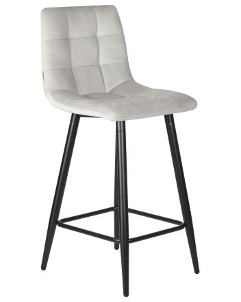 Стул полубарный DOBRIN OLIVIA, черные матовые ножки, светло-серый велюр (108-52)