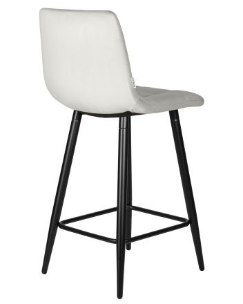 Стул полубарный DOBRIN OLIVIA, черные матовые ножки, светло-серый велюр (108-52)