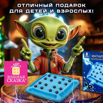 Игра настольная логическая "Магнитный бой", 24 магнита, доска 22х22 см, ЗОЛОТАЯ СКАЗКА, 665892