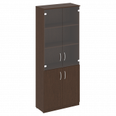 Nova S Шкаф высокий широкий (2 низкие двери ЛДСП, 2 средние двери стекло) В.СТ-1.2 Венге 770*360*1915