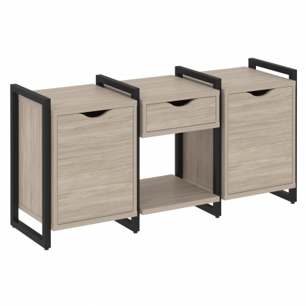 Loft Тумба на регулируемых опорах наборная. Вариант №7 VR.L-TN-7.O Дуб аттик/Чёрный металл 1440*460*719 Loft Тумба на регулируемых опорах наборная. Вариант №7 VR.L-TN-7.O Дуб аттик/Чёрный металл 1440*460*719