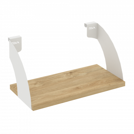 Навесные полки. Кронштейны+ЛДСП полка 400мм MAN-41-4 Тиквуд светлый/Белый металл 400*220*200