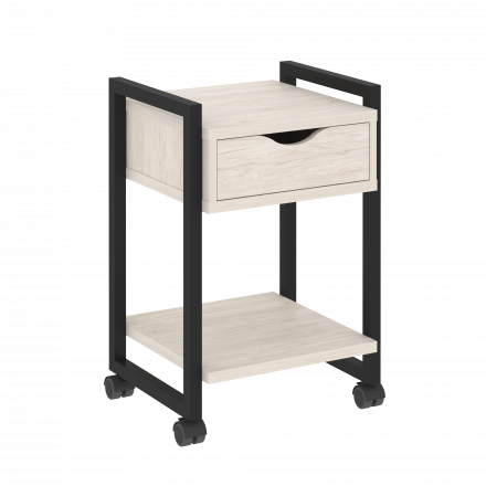 Loft Тумба на колесных опорах с ящиком и полкой VR.L-T1.K Денвер светлый/Чёрный металл 500*460*767