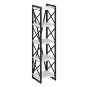 Loft Стеллаж на регулируемых опорах-5 полок VR.L-MST.O-5.4 Белый бриллиант/Чёрный металл 400*400*1650