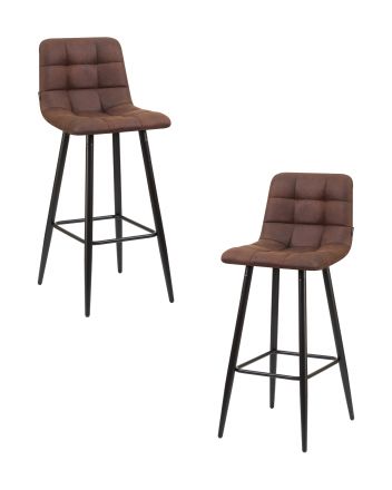 Набор 2 шт Стул барный DOBRIN NICOLE, черные матовые ножки, коричневая микрофибра (PK-03)