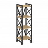 Loft Стеллаж на колесных опорах-4 полки VR.L-MST.K-4.4 Тиквуд светлый/Чёрный металл 400*400*1334