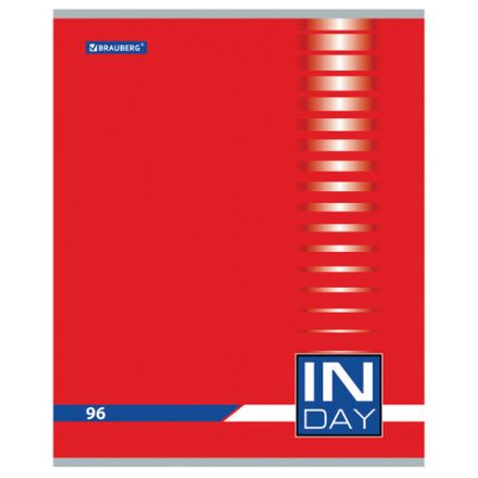 Тетрадь А5, 96 л., BRAUBERG, скоба, клетка, обложка картон, "INDAY", 400522