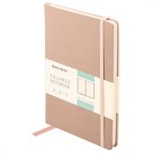 Блокнот А5 (148x218 мм), BRAUBERG "Metropolis Special", под кожу, 80 л., резинка, клетка, медный, 113334