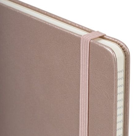 Блокнот А5 (148x218 мм), BRAUBERG "Metropolis Special", под кожу, 80 л., резинка, клетка, медный, 113334