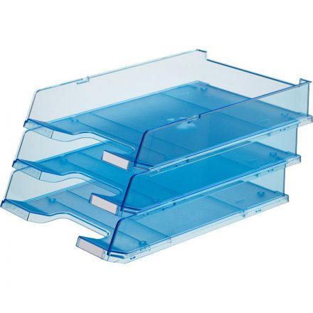 Лоток для бумаг HAN с инд.окном прозр.синий 1020/26