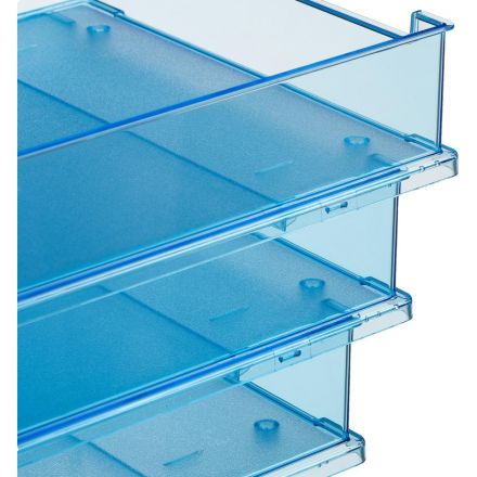 Лоток для бумаг HAN с инд.окном прозр.синий 1020/26