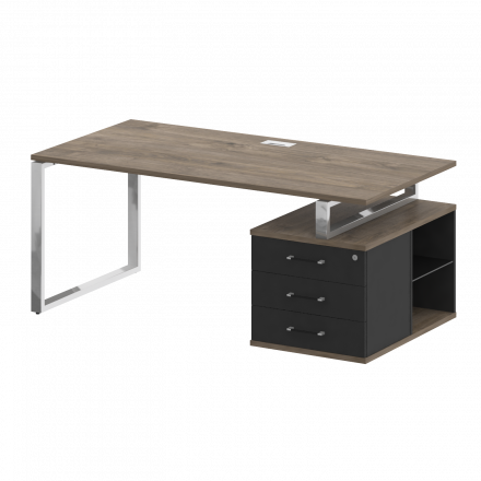 Shift Стол руководителя с опорной тумбой, правый SK.SRT-180 (R) Тиквуд тёмный/Антрацит 1800*904*753 Shift Стол руководителя с опорной тумбой, правый SK.SRT-180 (R) Тиквуд тёмный/Антрацит 1800*904*753