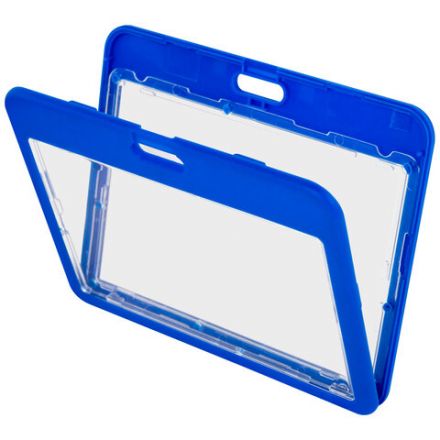 Бейдж горизонтальный (54х85 мм), ДВУСТОРОННИЙ, cиний, ЗАЩИТА ОТ ВЛАГИ И ПЫЛИ, BRAUBERG EXTRA, 238811