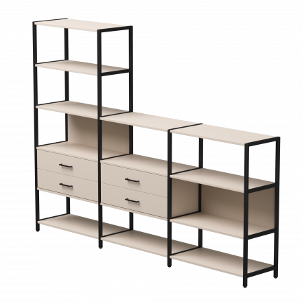 Набор стеллажных систем №11 Everprof EVO 2440x385x1840 Кашемир/Черный