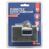 Замок навесной чугунный 90 мм "Гаражный" с полимерным покрытием, 3 ключа, RABBITEX (РАББИТЕКС), 671303