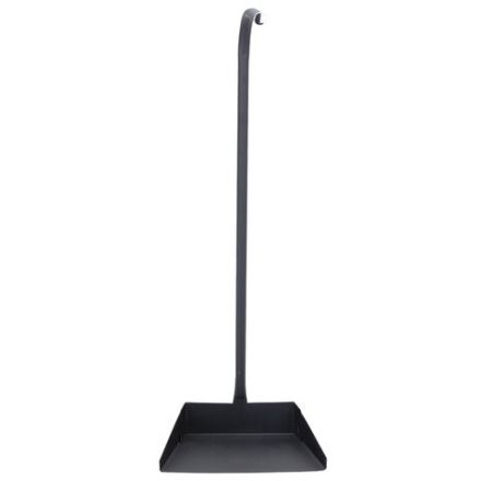 Совок для мусора 28х19см металл, ПРОЧНЫЙ высокая Г-образная ручка 75см, порошковый окрас, темно-серый, дом, офис, улица, ГРАНДМАСТЕР, 700351