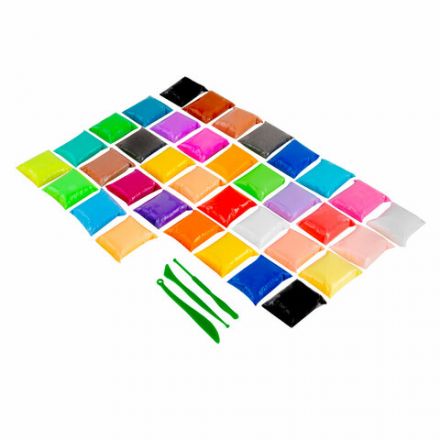 Пластилин супер лёгкий воздушный 36 шт. (32 цвета + 2 белых + 2 черных), 360 г, 3 стека, ЮНЛАНДИЯ, 105908