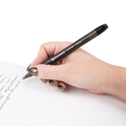 Ручка гелевая с грипом BRAUBERG "Samurai", ЧЕРНАЯ, корпус тонированный, узел 0,5 мм, линия письма 0,35 мм, 141178