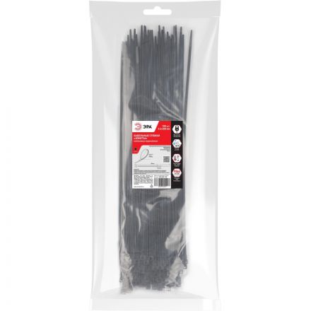 Стяжка (хомут) ЭРА нейлоновая 3.6 х 200 мм чёрная (100 шт/уп) NO-225-178