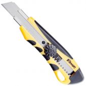 Нож канцелярский 18мм КОМУС  мет.направл.ролик.фикс. цв.в ассорт.