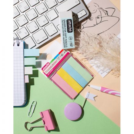 Клейкие закладки Attache бумажные 4 цвета по 25 листов 12х50 мм
