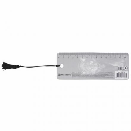 Закладка для книг с линейкой 3D-ОБЪЕМНАЯ BRAUBERG, "Волк", с декоративным шнурком, 125756