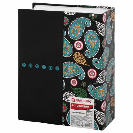 Фотоальбом BRAUBERG на 304 фотографии 10х15 см, твердая обложка, "Пейсли", черный с бирюзовым, 390674 Фотоальбом BRAUBERG на 304 фотографии 10х15 см, твердая обложка, "Пейсли", черный с бирюзовым, 390674