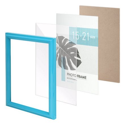 Рамка 15х21 см небьющаяся, багет 17,5 мм, пластик, BRAUBERG "Colorful", голубая, 391237