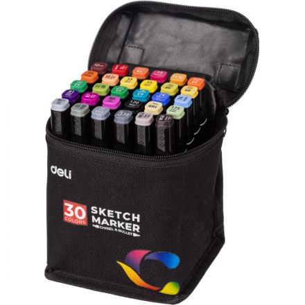 Маркер для скетчинга Deli 30цв, двухстор., E70806-30 Маркер для скетчинга Deli 30цв, двухстор., E70806-30