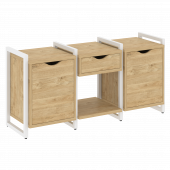 Loft Тумба на регулируемых опорах наборная. Вариант №7 VR.L-TN-7.O Тиквуд светлый/Белый металл 1440*460*719 Loft Тумба на регулируемых опорах наборная. Вариант №7 VR.L-TN-7.O Тиквуд светлый/Белый металл 1440*460*719