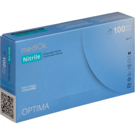 Перчатки нитрил., NITRILE OPTIMA, голубые, 3 гр. (XL), 50 пар/уп
