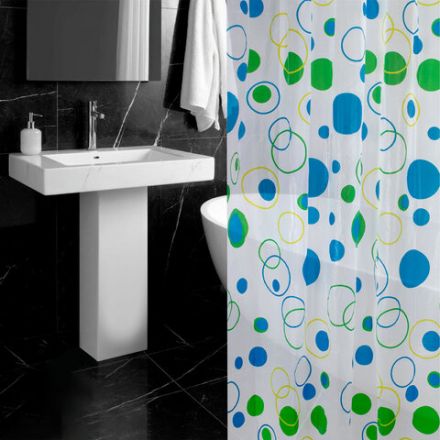 Шторка для ванной PEVA, 180х180 см, кольца в комплекте, 3 дизайна ассорти, КРУГИ, WBZ (ВБЗ), 700070