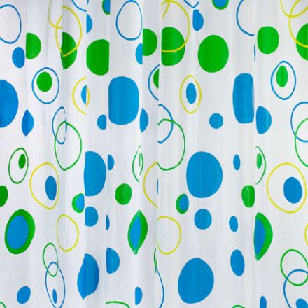 Шторка для ванной PEVA, 180х180 см, кольца в комплекте, 3 дизайна ассорти, КРУГИ, WBZ (ВБЗ), 700070