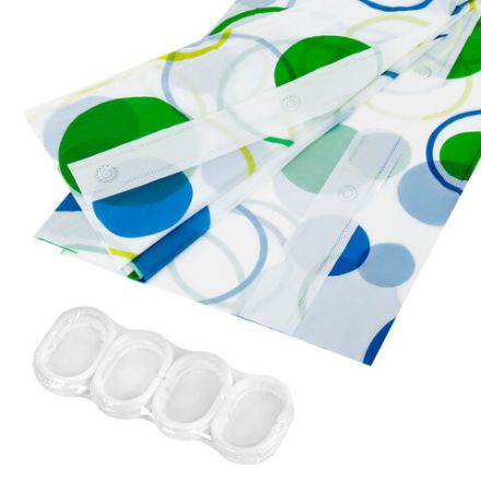 Шторка для ванной PEVA, 180х180 см, кольца в комплекте, 3 дизайна ассорти, КРУГИ, WBZ (ВБЗ), 700070