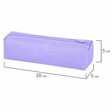 Пенал-тубус ПИФАГОР на молнии, ткань, пастельно-фиолетовый, 20х5 см, 272259 Пенал-тубус ПИФАГОР на молнии, ткань, пастельно-фиолетовый, 20х5 см, 272259