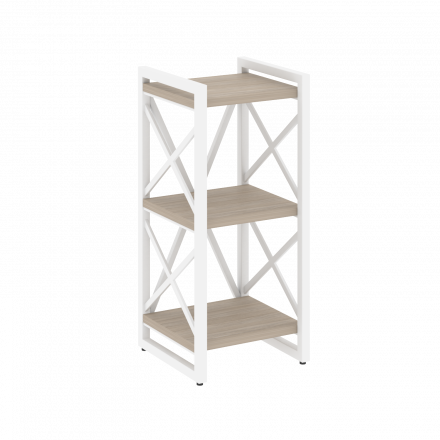 Loft Стеллаж на регулируемых опорах-3 полки VR.L-MST.O-3.4 Дуб аттик/Белый металл 400*400*910