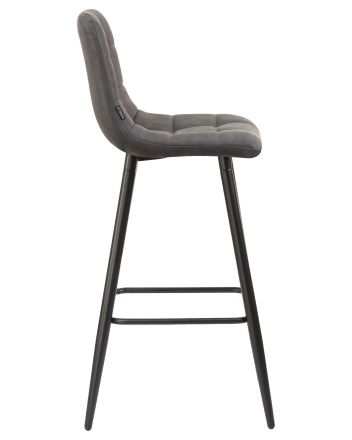 Набор 2 шт Стул барный DOBRIN NICOLE, черные матовые ножки, серая антрацитовая винтажная экокожа (RU-08)