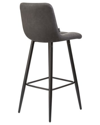 Набор 2 шт Стул барный DOBRIN NICOLE, черные матовые ножки, серая антрацитовая винтажная экокожа (RU-08)