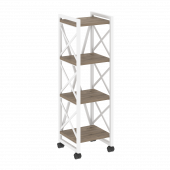 Loft Стеллаж на колесных опорах-4 полки VR.L-MST.K-4.4 Тиквуд тёмный/Белый металл 400*400*1334