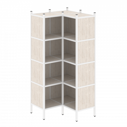 Loft Угловой внутренний стеллаж наборный VR.L-31 Денвер светлый/Белый металл 862*862*1869 Loft Угловой внутренний стеллаж наборный VR.L-31 Денвер светлый/Белый металл 862*862*1869