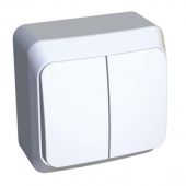 Выключатель 2-клав. SE Этюд Белый (BA10-002B) О/У